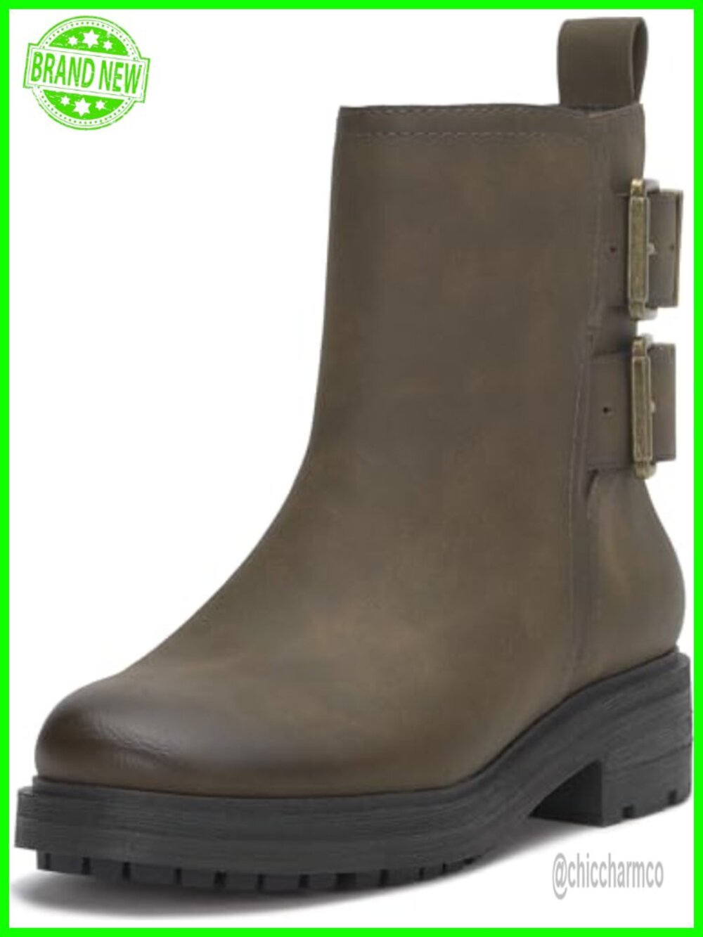 Faux Leather Ankle Bootie with Block Heel